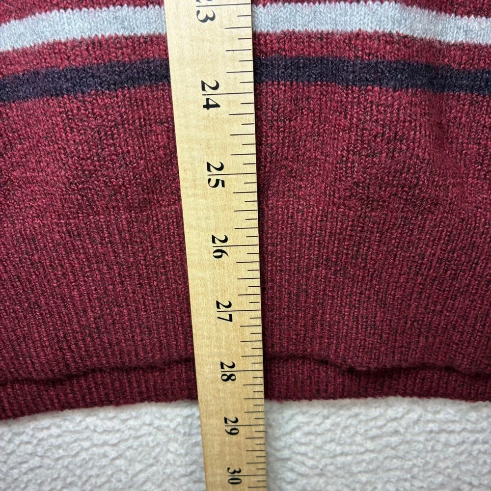 IZOD Crewneck Sweater Men L Velvet Maroon Striped Cotton Blend Preppy Soft NWT